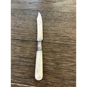 Antique Pearl Handle Fruit Knives: Sterling Silver Bolsters